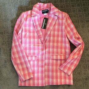 NWT Pink and White Plaid Blazer